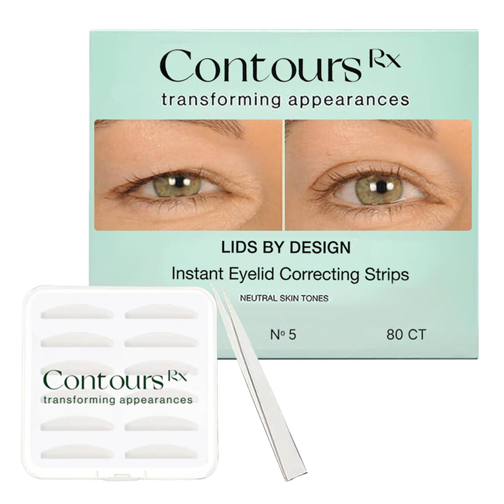 Contours Rx Lids by Design N°5 packaging with 80 transparent lift strips for quick eyelid enhancement