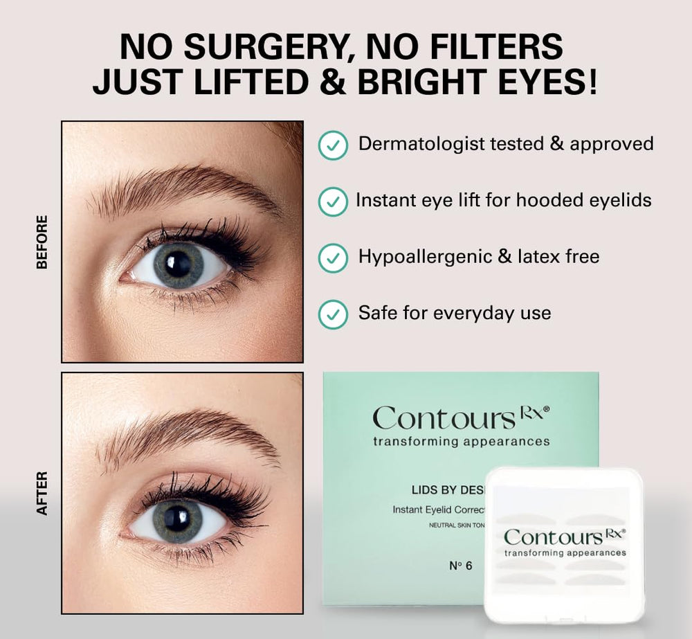 Contours Rx Lids by Design packaging outer box close-up for easy shopping.
