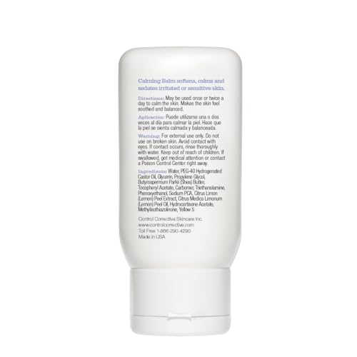 CONTROL CORRECTIVE Calming Balm label highlights clean, gentle formula for daily use.