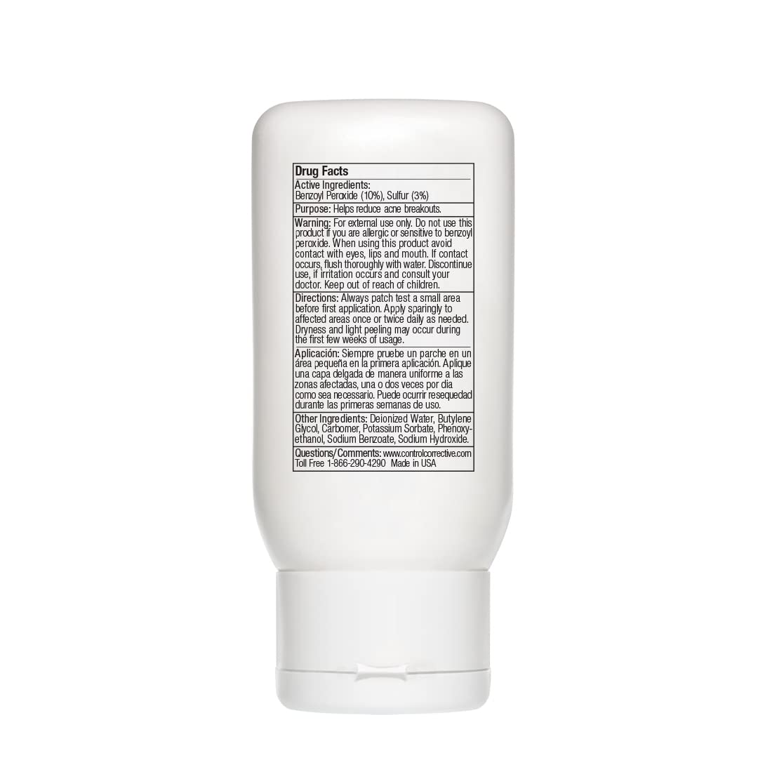 Control Corrective Clear Med label close-up emphasizes fast-absorbing, non-greasy formula