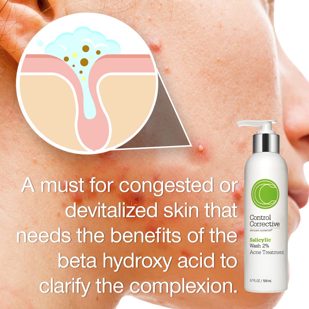CONTROL CORRECTIVE Salicylic Wash back-view hints versatile cleansing for body.