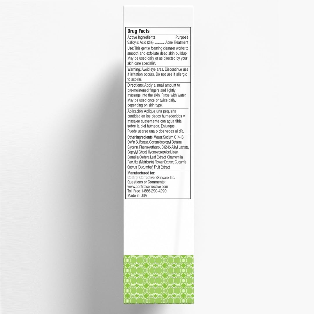 CONTROL CORRECTIVE Salicylic Wash packaging with logo conveys brand reliability.