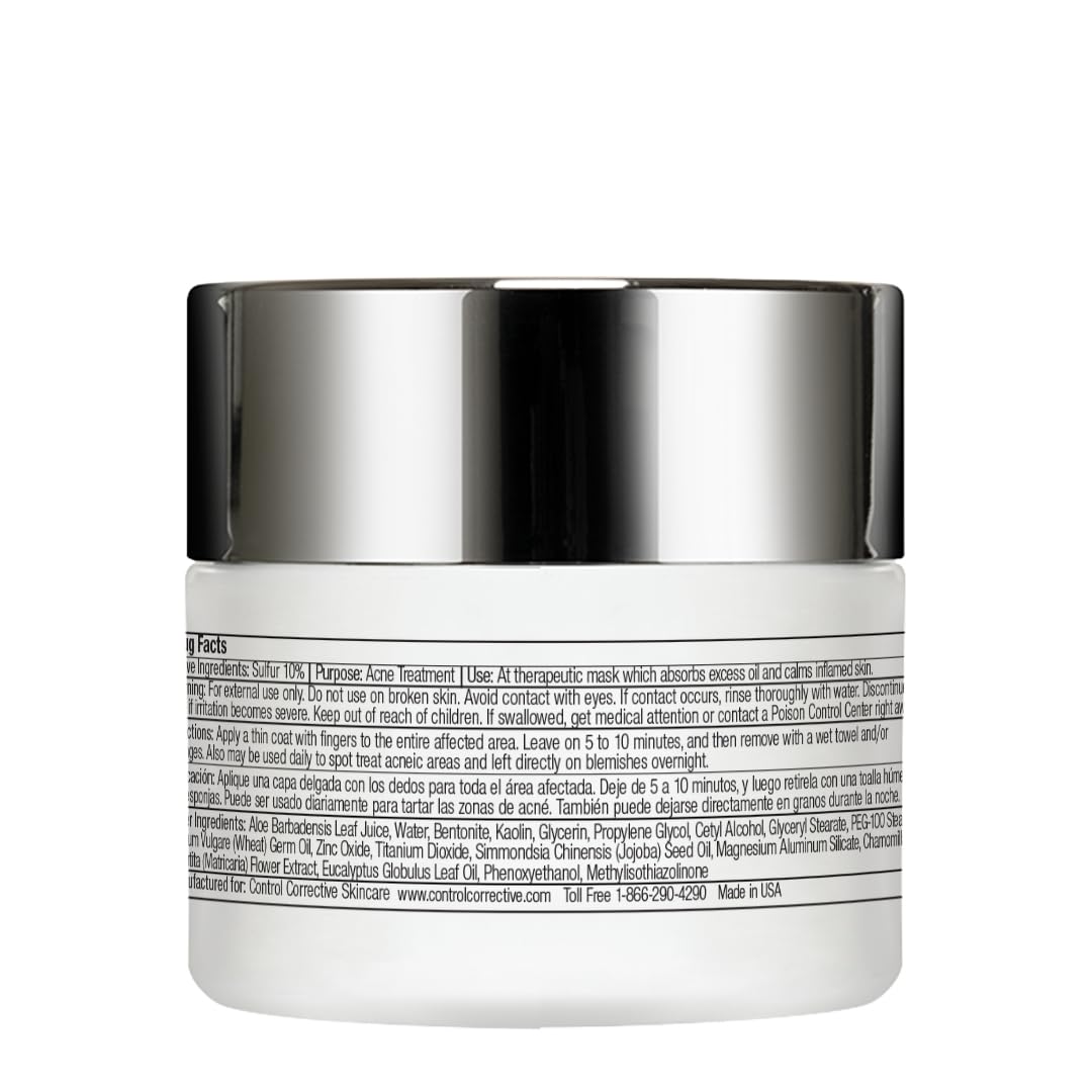 CONTROL CORRECTIVE Sulfur Calming Mask texture close-up suggests clay-based purification
