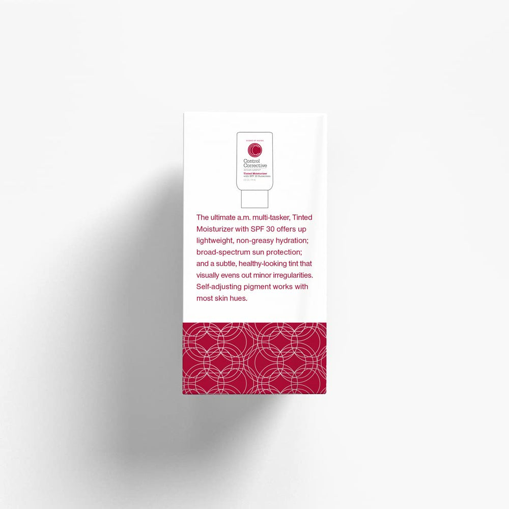 CONTROL CORRECTIVE non-greasy finish image emphasizes weightless wear.
