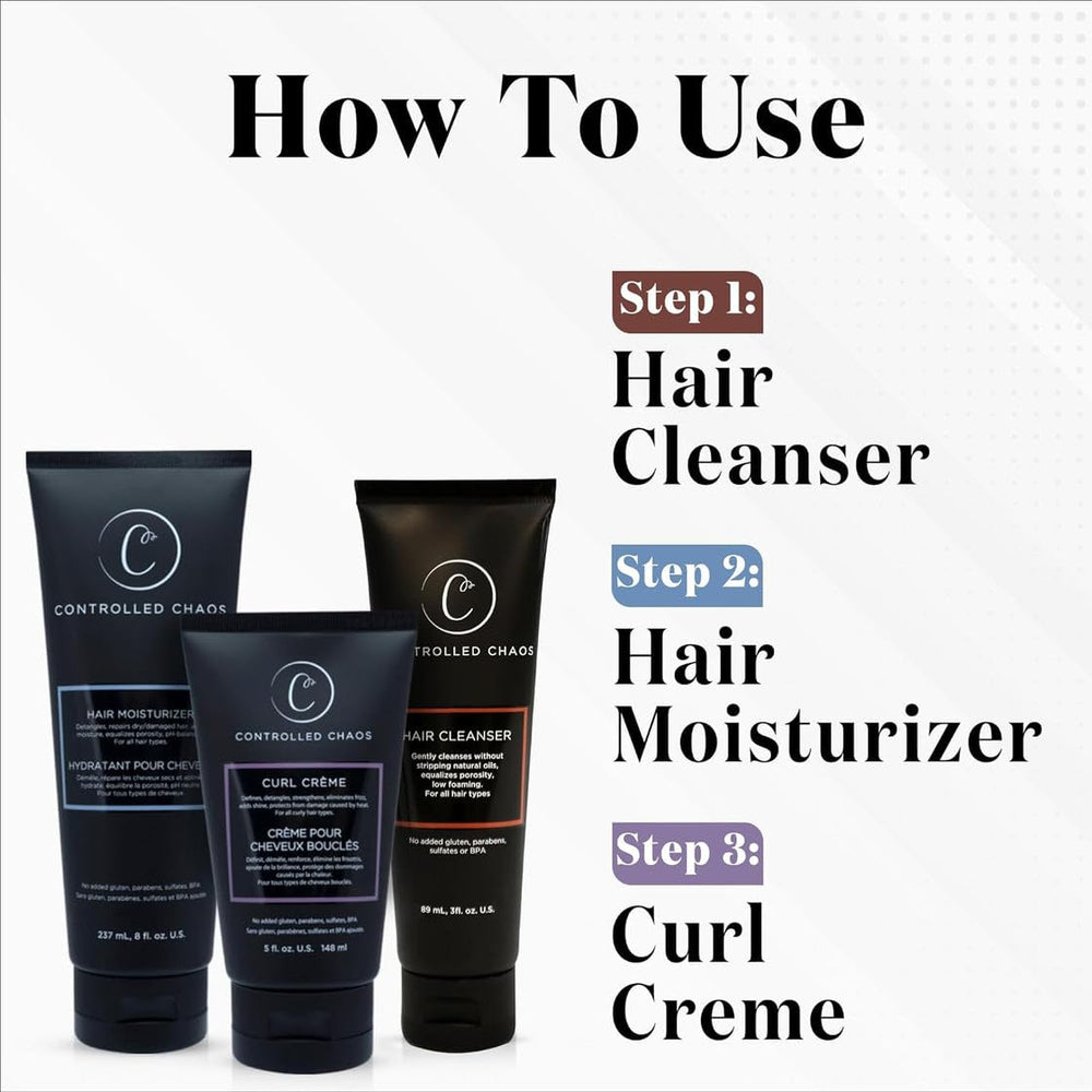 Controlled Chaos Bundle Packaging highlights all-in-one curly hair care