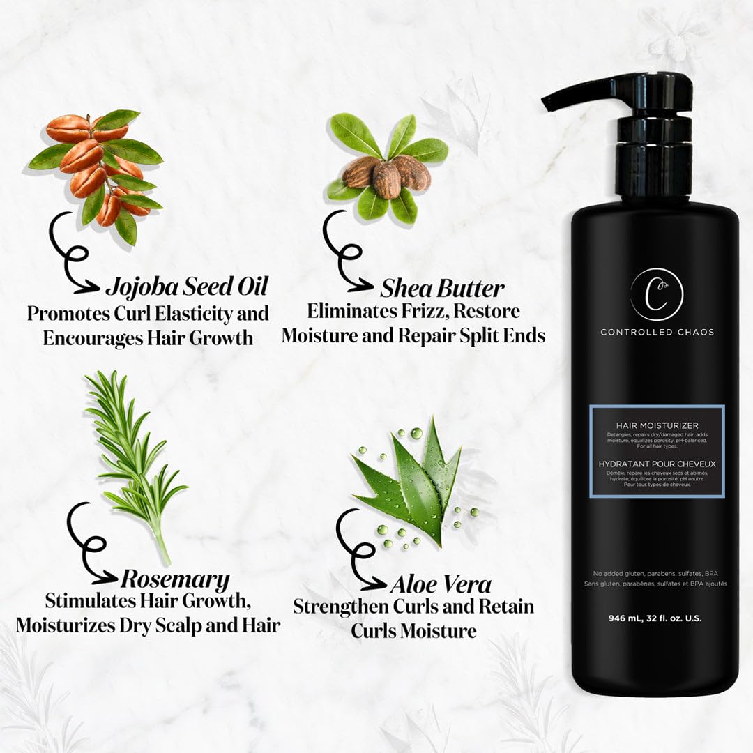 Controlled Chaos ingredient closeup highlights hydrating formula for deeply moisturized curls