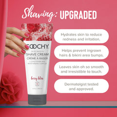 Close-up of Berry Bliss foam delivering a rich, gentle shave.