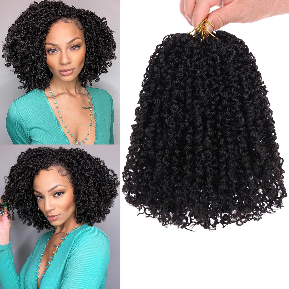 COOKOO 8-inch pre-twisted Yanky Twist crochet braids for a natural look.