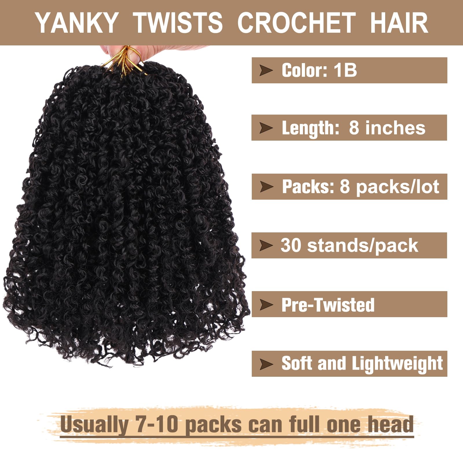 COOKOO passion twist crochet hair with curly ends adds texture and bounce.