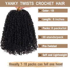 COOKOO passion twist crochet hair with curly ends adds texture and bounce.