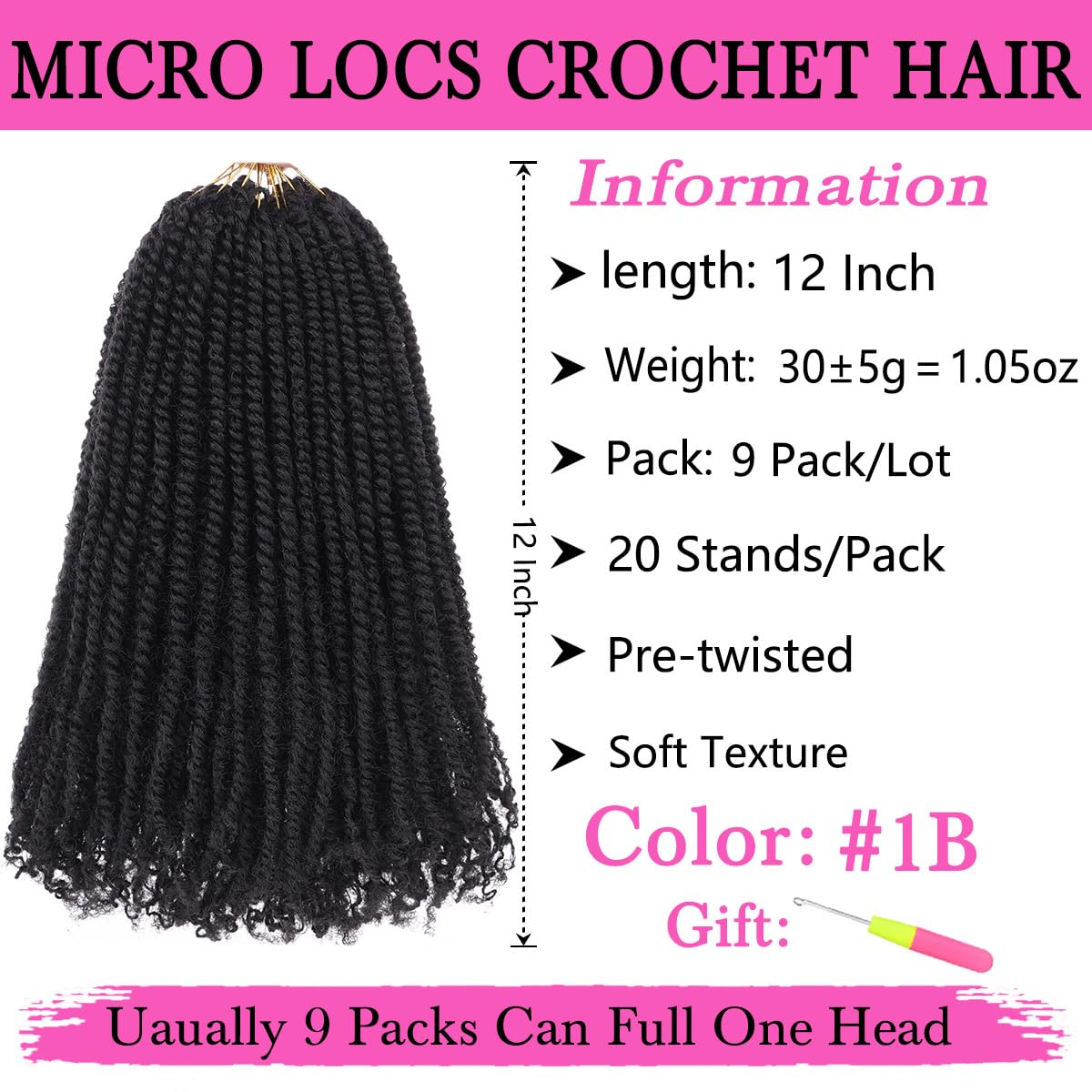COOKOO pre-looped micro twist ends image shows natural curl definition and quick prep.