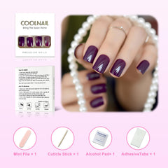 CoolNail deep purple acrylic nails for bold color and lasting wear.