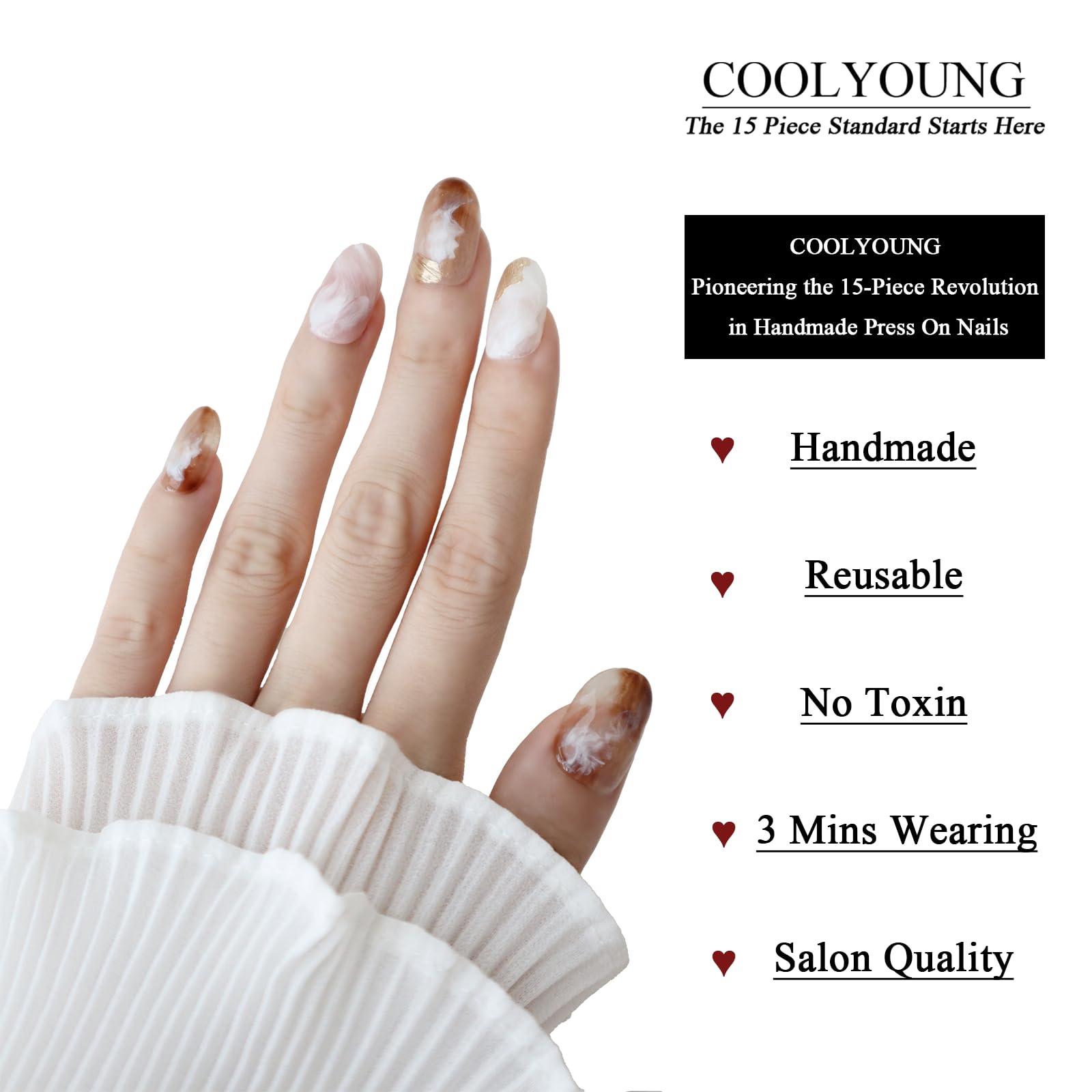 COOLYOUNG nails show hand-painted detail and natural texture.