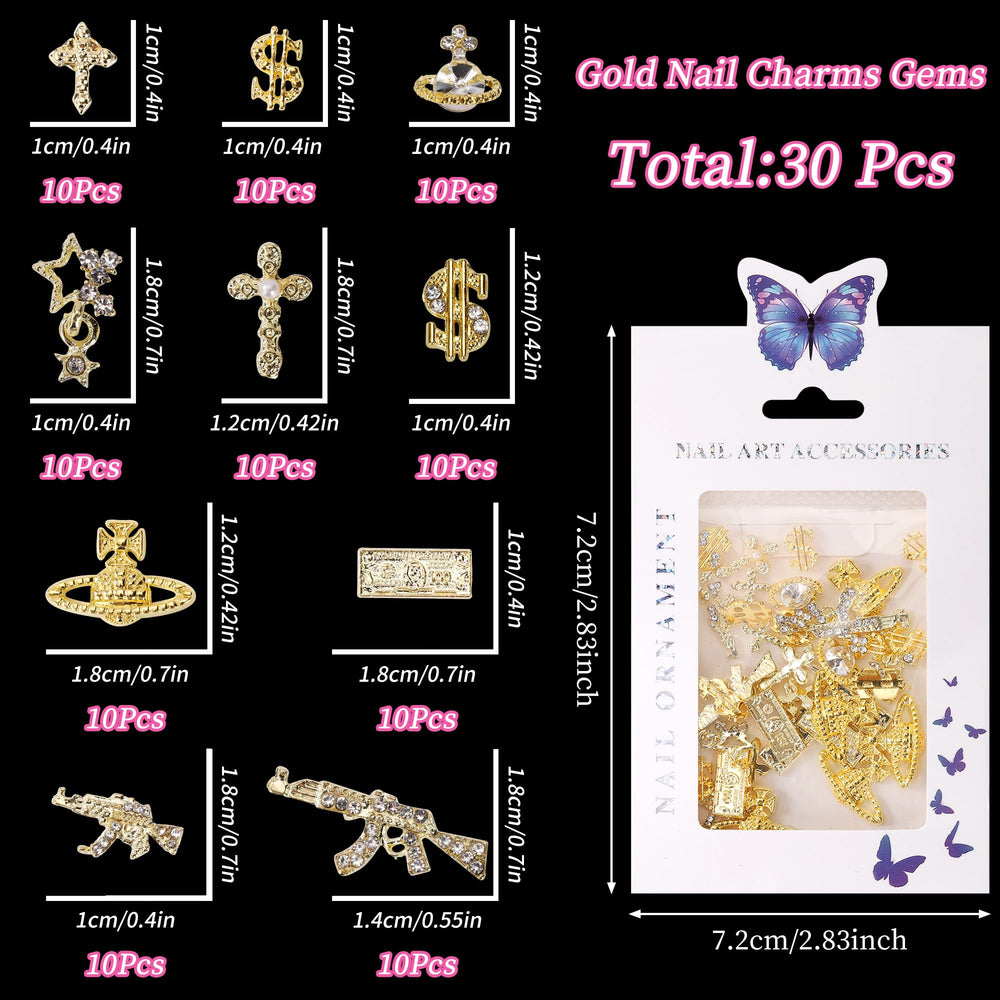 COOSLIM cross nail charms create an elegant motif on nails.