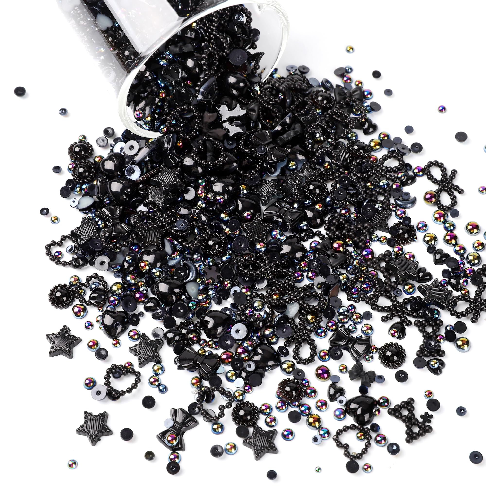 COOSLIM flatback pearl charms provide subtle shine on acrylic nails.