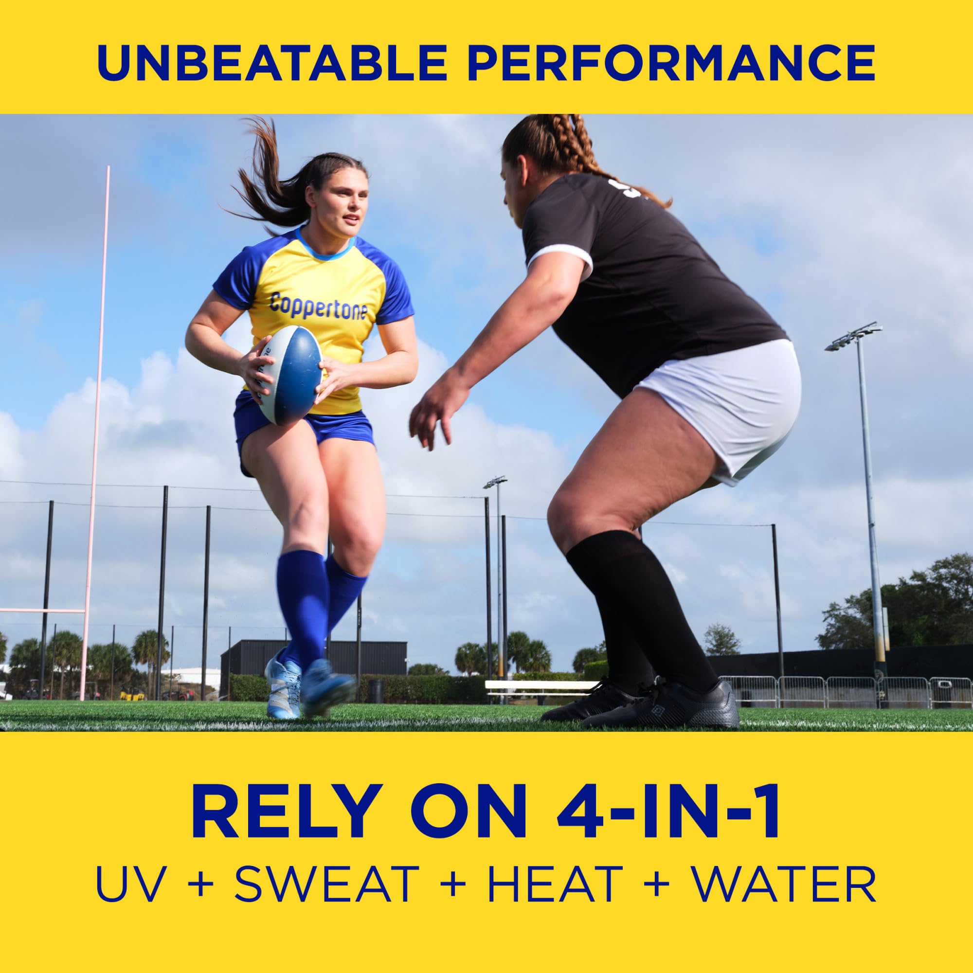 Hand applying Coppertone Sport SPF 30 lotion for outdoor use.
