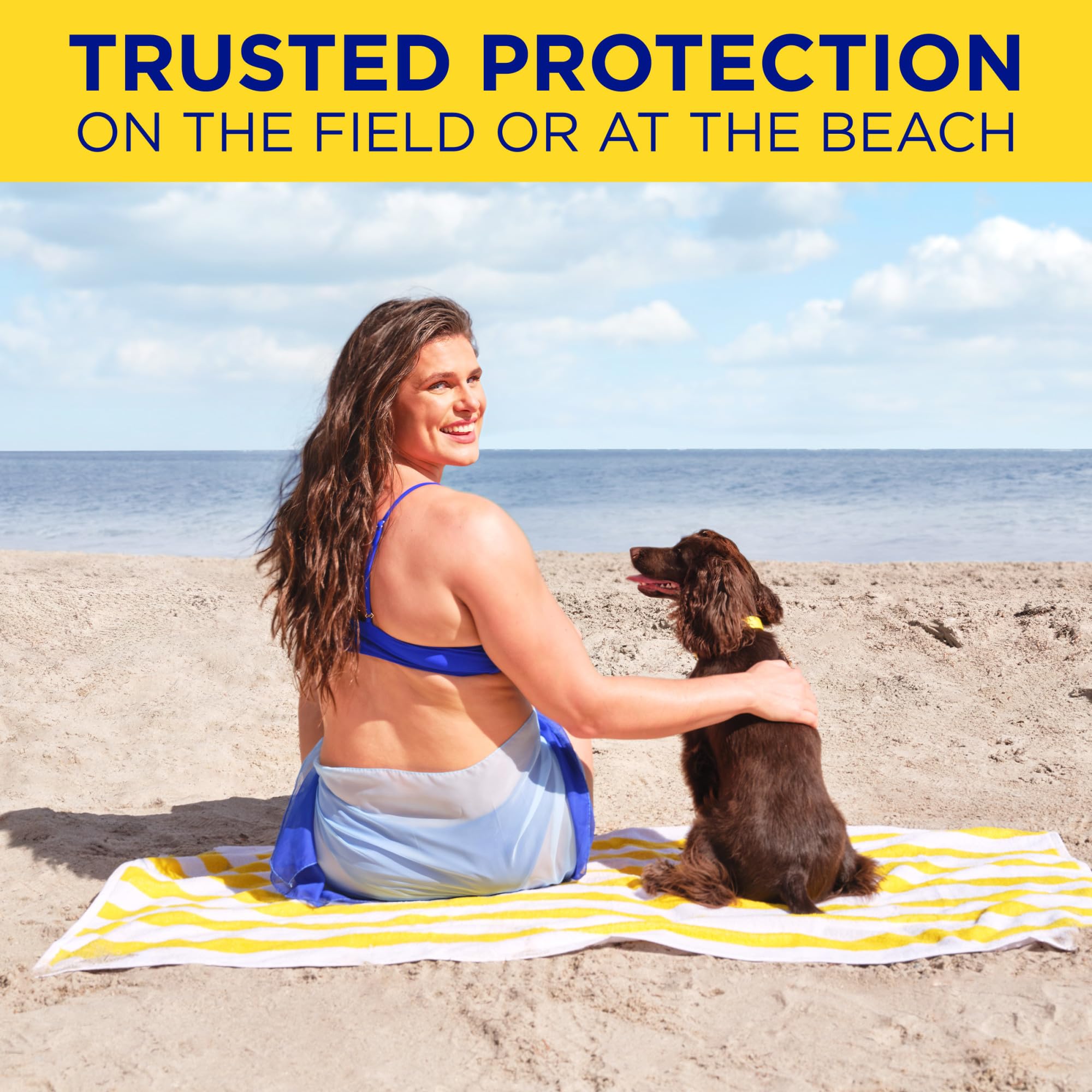 Coppertone Sport Spray wide-spectrum UVA/UVB protection for outdoor use.