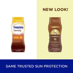 Coppertone tanning sunscreen lotion being applied on arm for daily skin protection