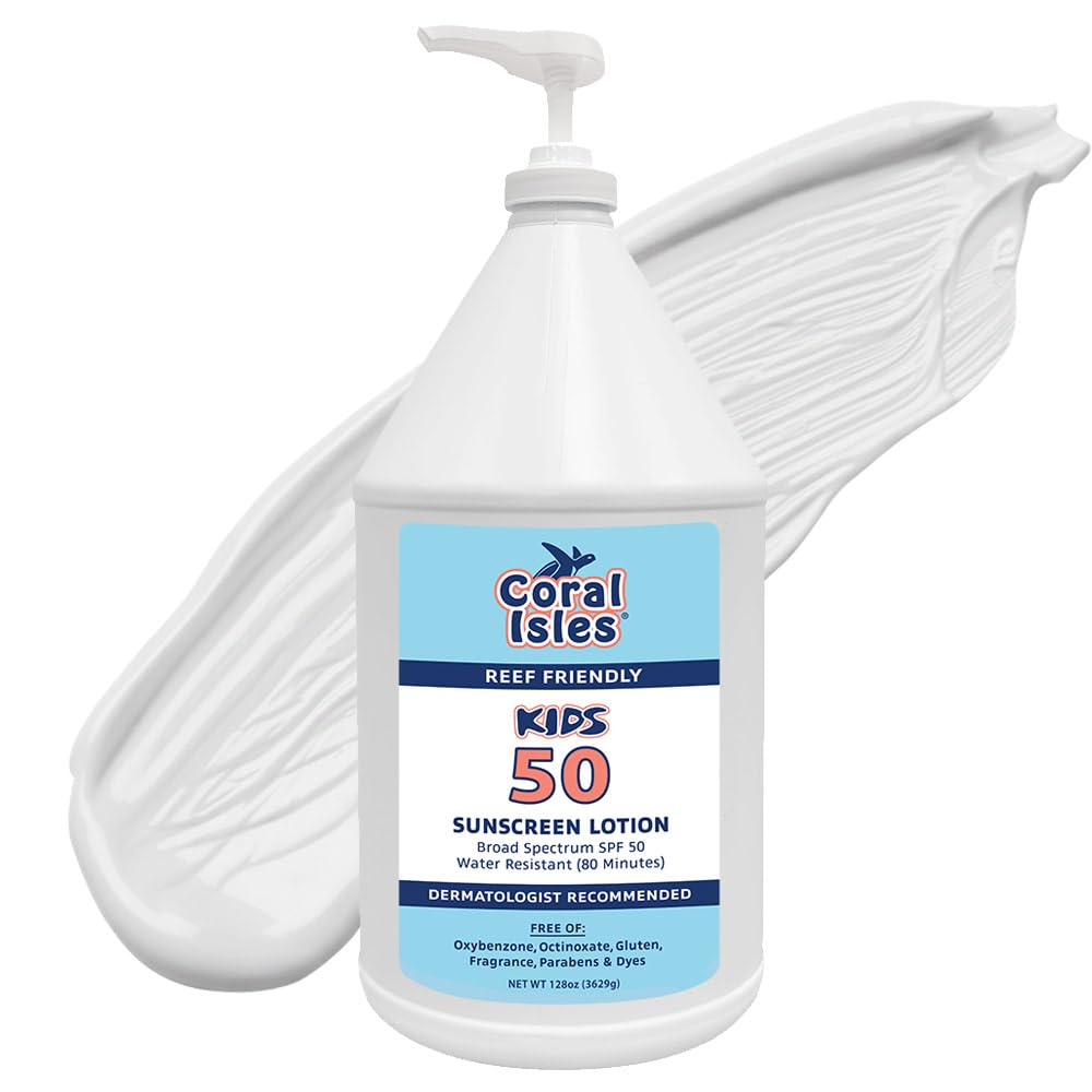 Coral Isles kids lotion with pump-dispenser for quick, mess-free application.