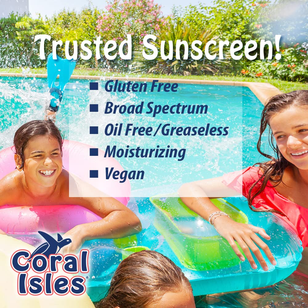 Coral Isles Sunscreen Spray mist being evenly applied on skin for coverage.