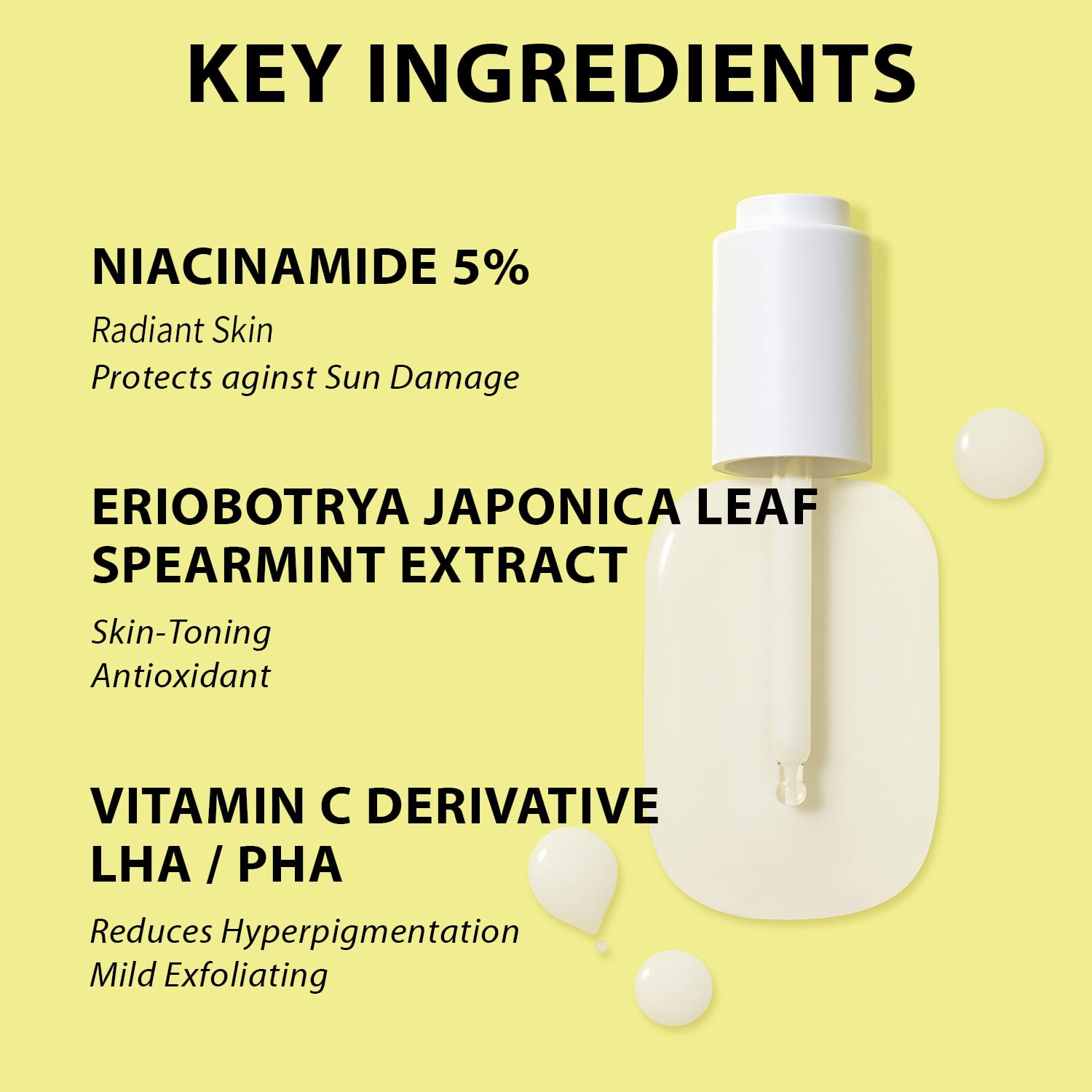Coreana Ample:N Blemi Shot Serum ingredients chart—high-performance niacinamide and vitamin C derivatives.