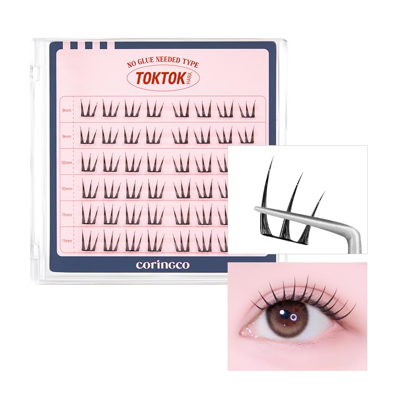 CORINGCO Toktok Hara Pure 10mm lash cluster close-up for soft definition.