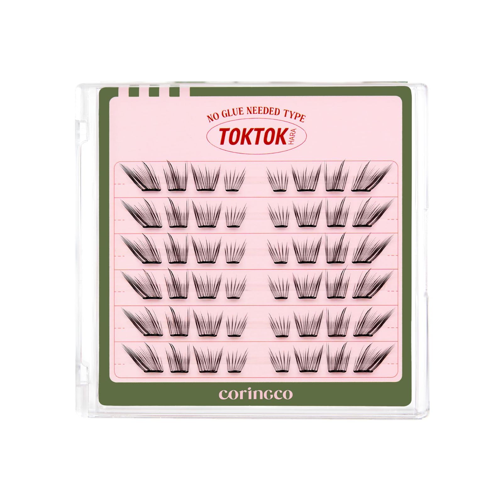 CORINGCO Toktok Hara Wink 10mm lash clusters for balanced length.