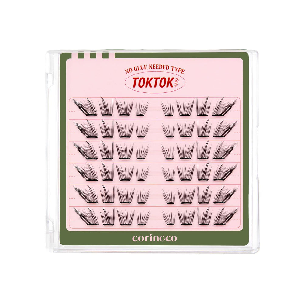 CORINGCO Toktok Hara Wink 10mm lash clusters for balanced length.