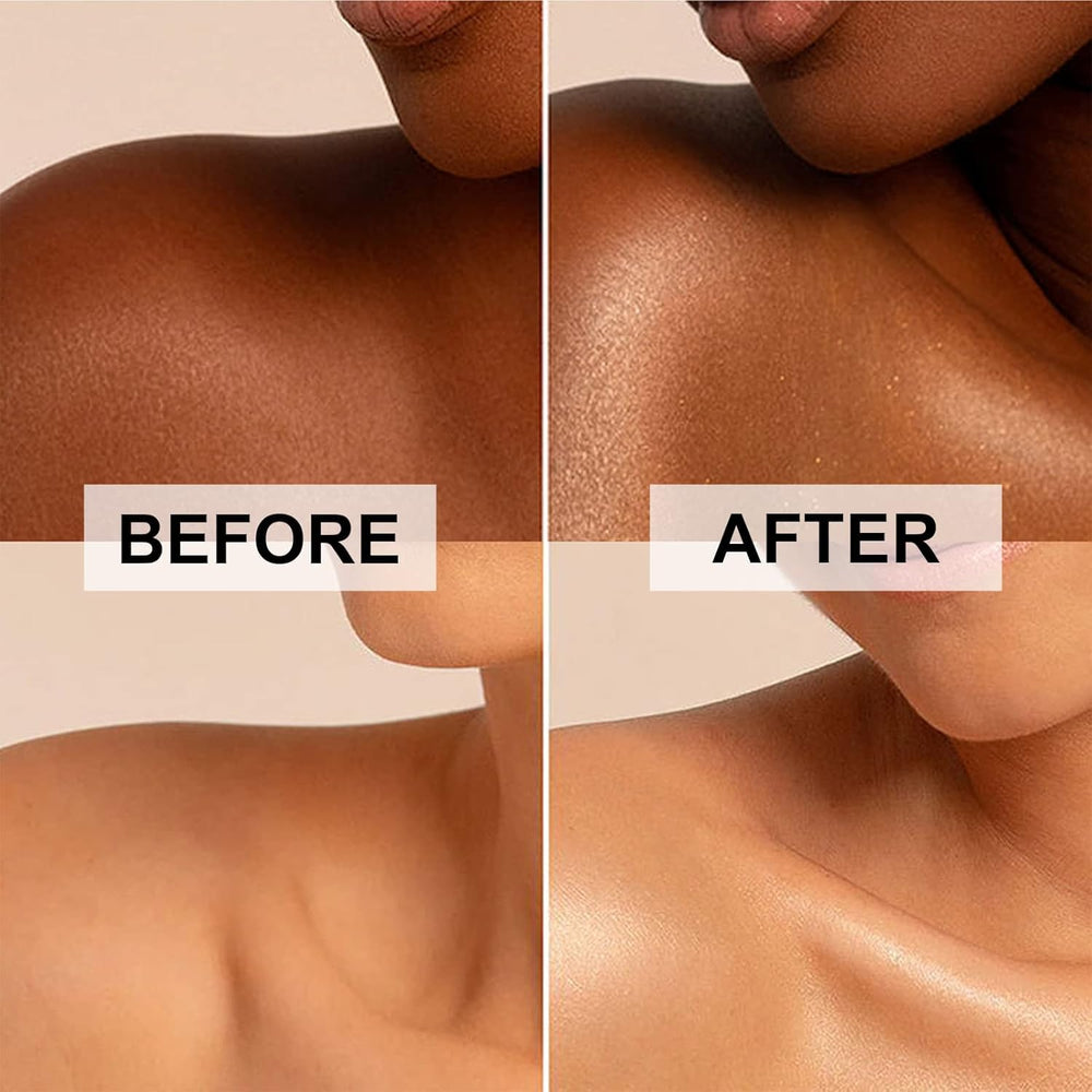 Corlo Body Glow on skin for beach-ready radiant luminosity.
