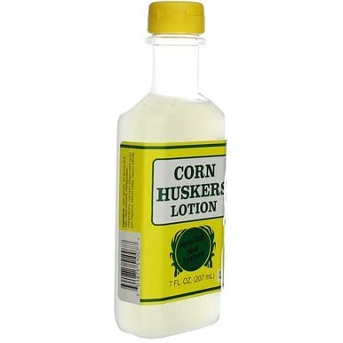 Back-of-tube detail of Corn Huskers oil-free hand lotion.