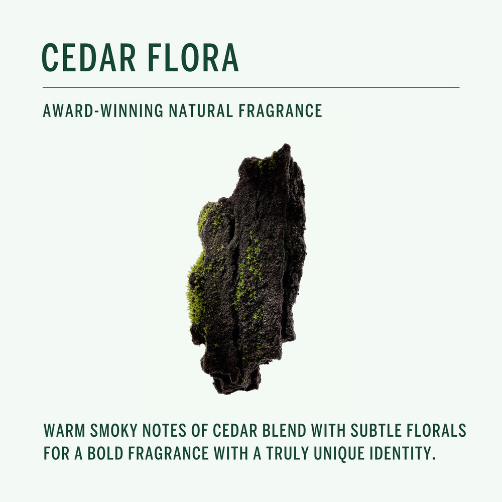 Corpus Cedar Flora Deodorant Spray label close-up reveals vegan, cruelty-free formulation details