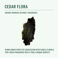 Corpus Cedar Flora Deodorant Spray label close-up reveals vegan, cruelty-free formulation details