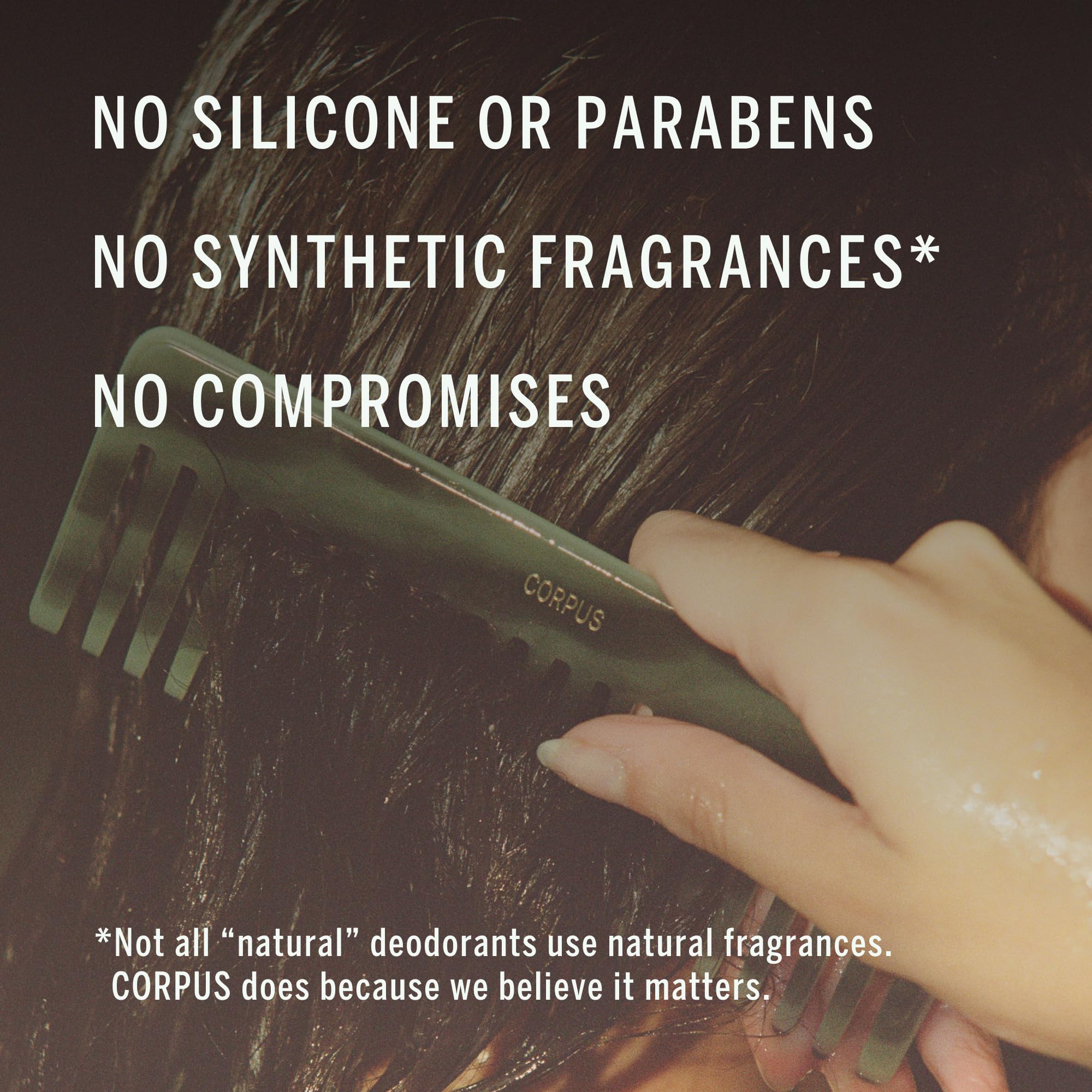 Packaging of Corpus Cypress Conditioner highlights vegan, sulfate-free credentials.