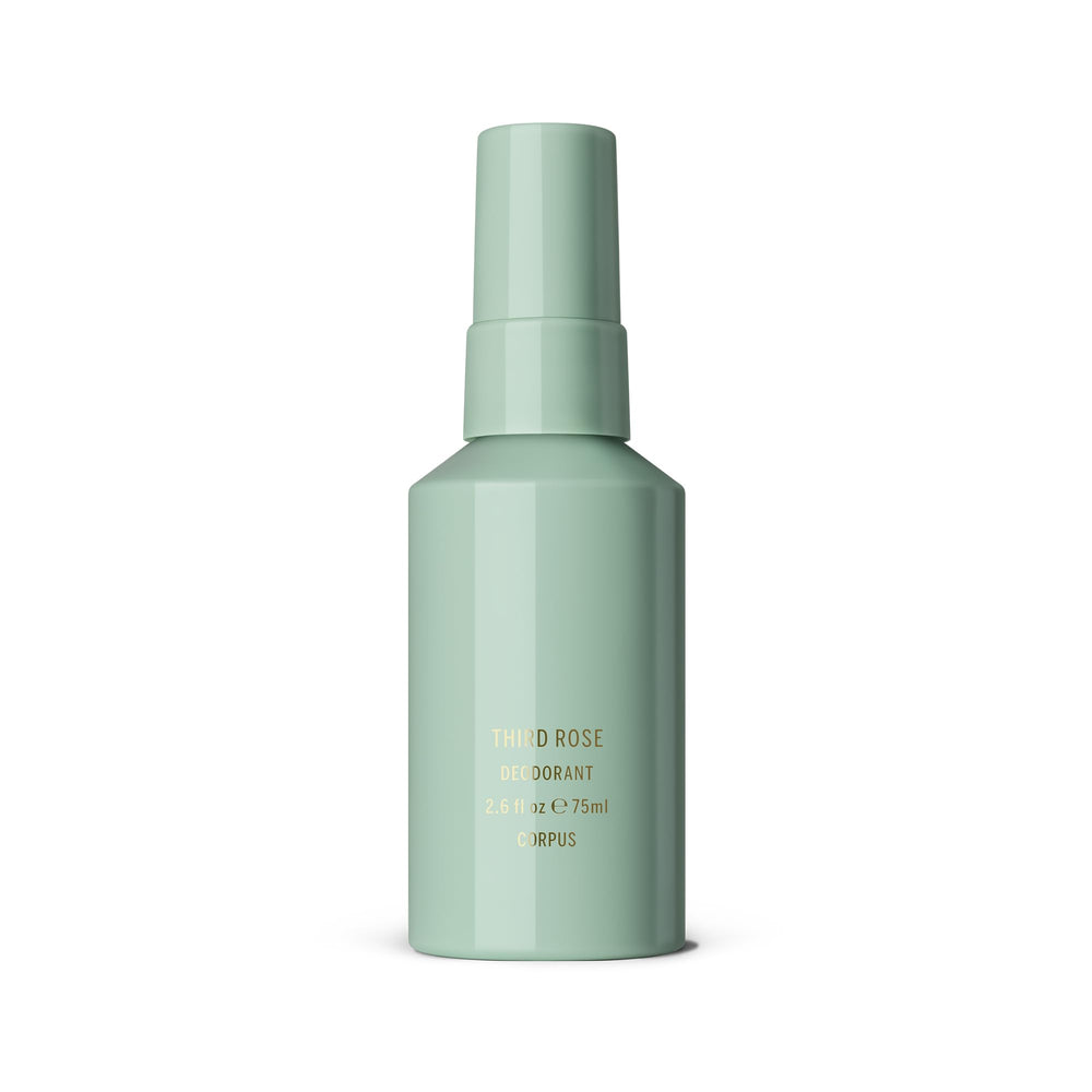 Corpus Third Rose Deodorant Spray branding on a sleek bottle for everyday freshness.