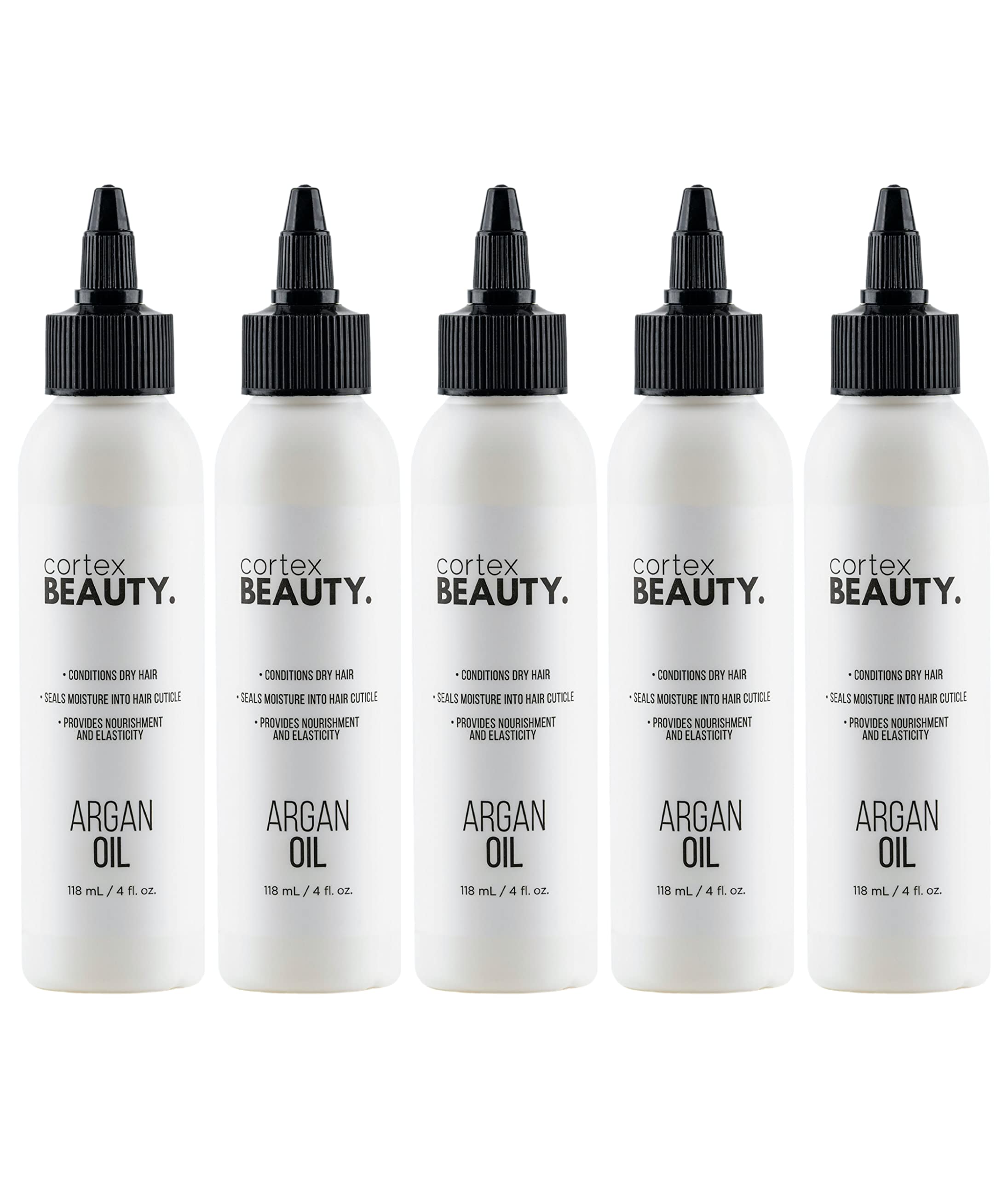 Cortex Professional Argan Oil Refill bottle ready for use, signaling silky results.