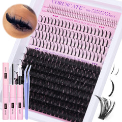 CORUSCATE 100D lash clusters kit for easy at home extensions