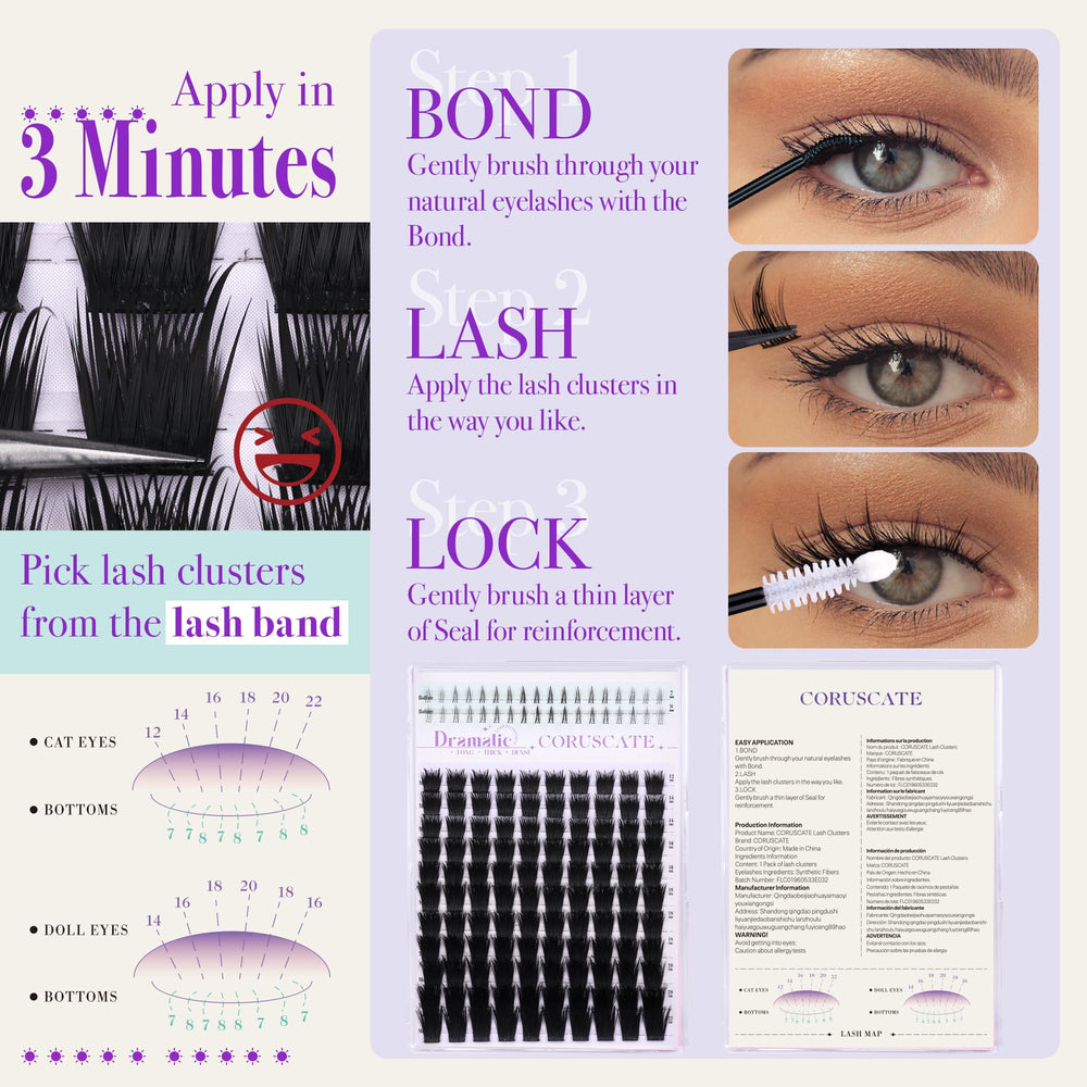 CORUSCATE lightweight clusters ideal for at-home lash styling.