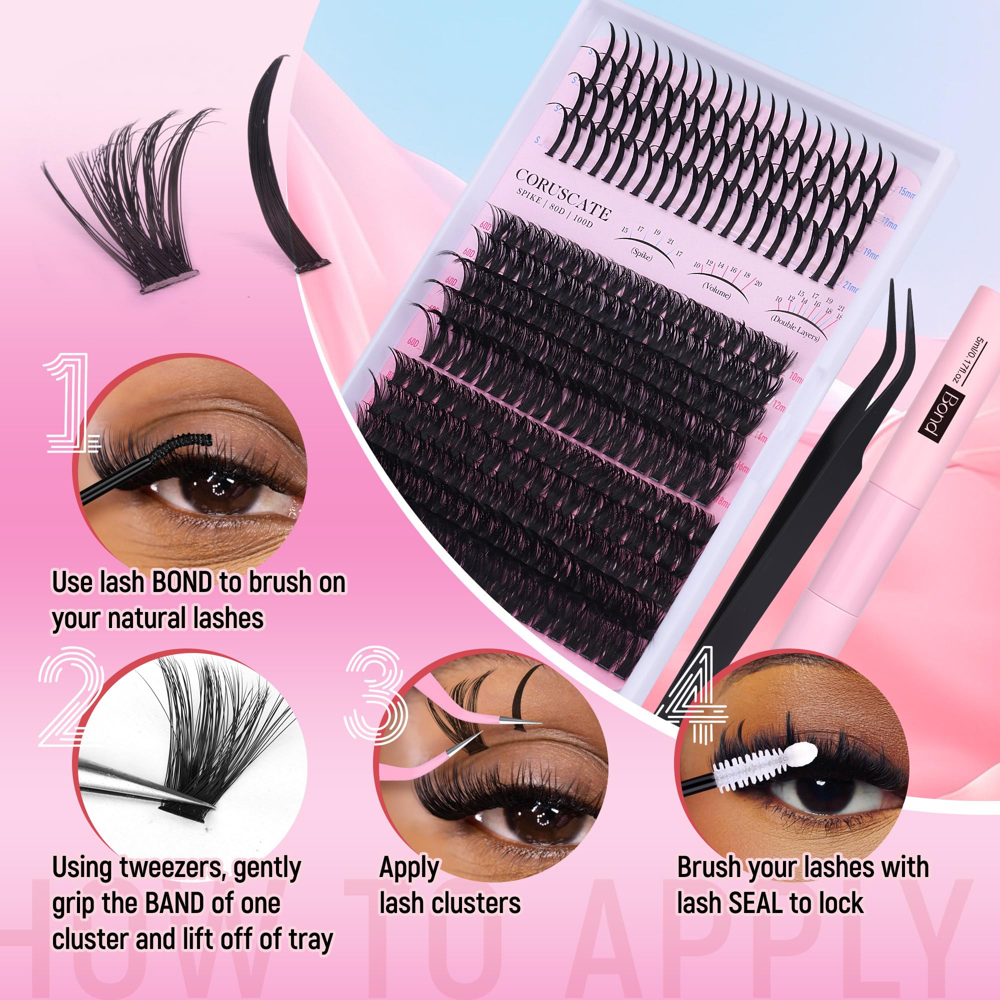 CORUSCATE DIY application demo displaying easy at-home lash styling.