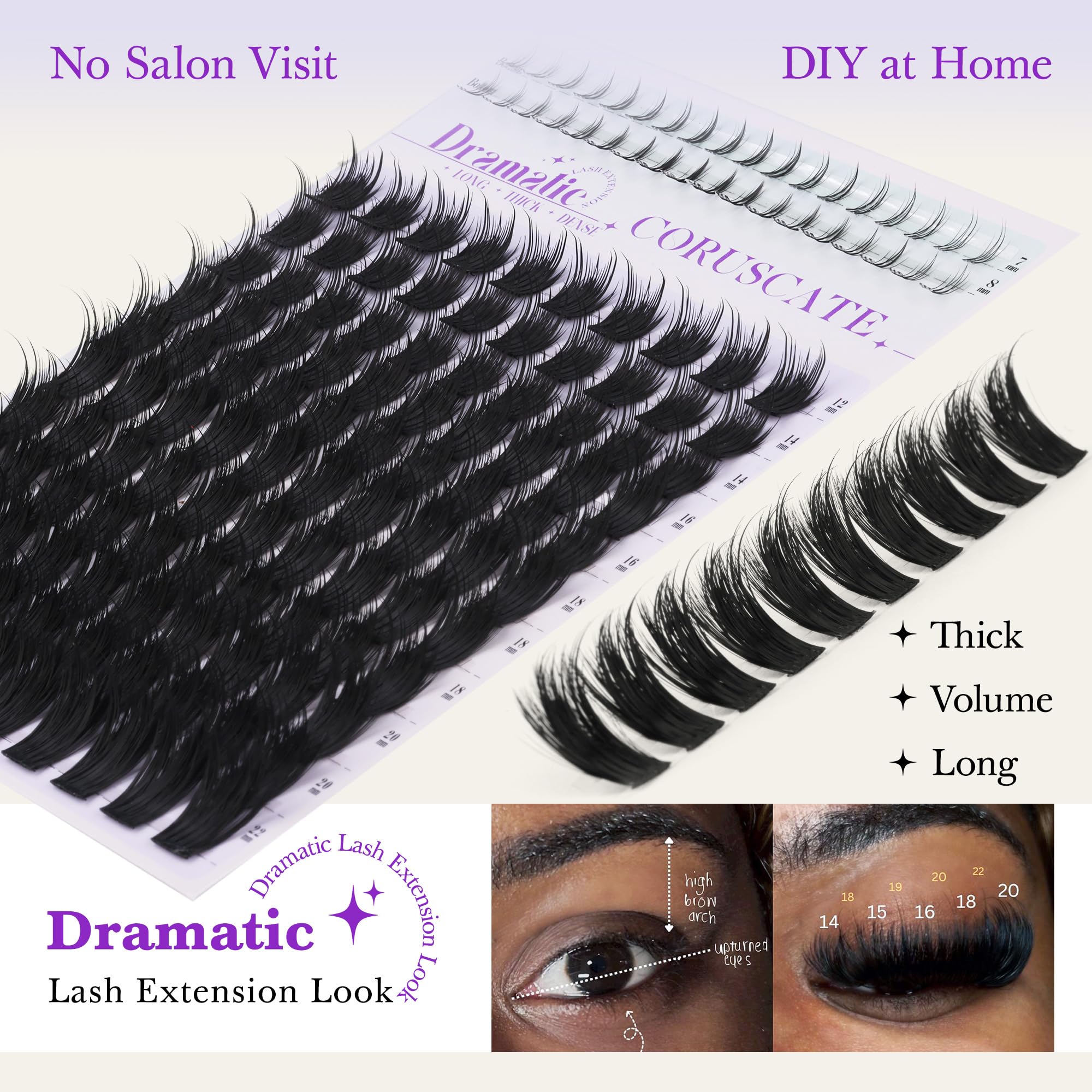 CORUSCATE DIY lash extension map enables cat eye or baby doll looks.