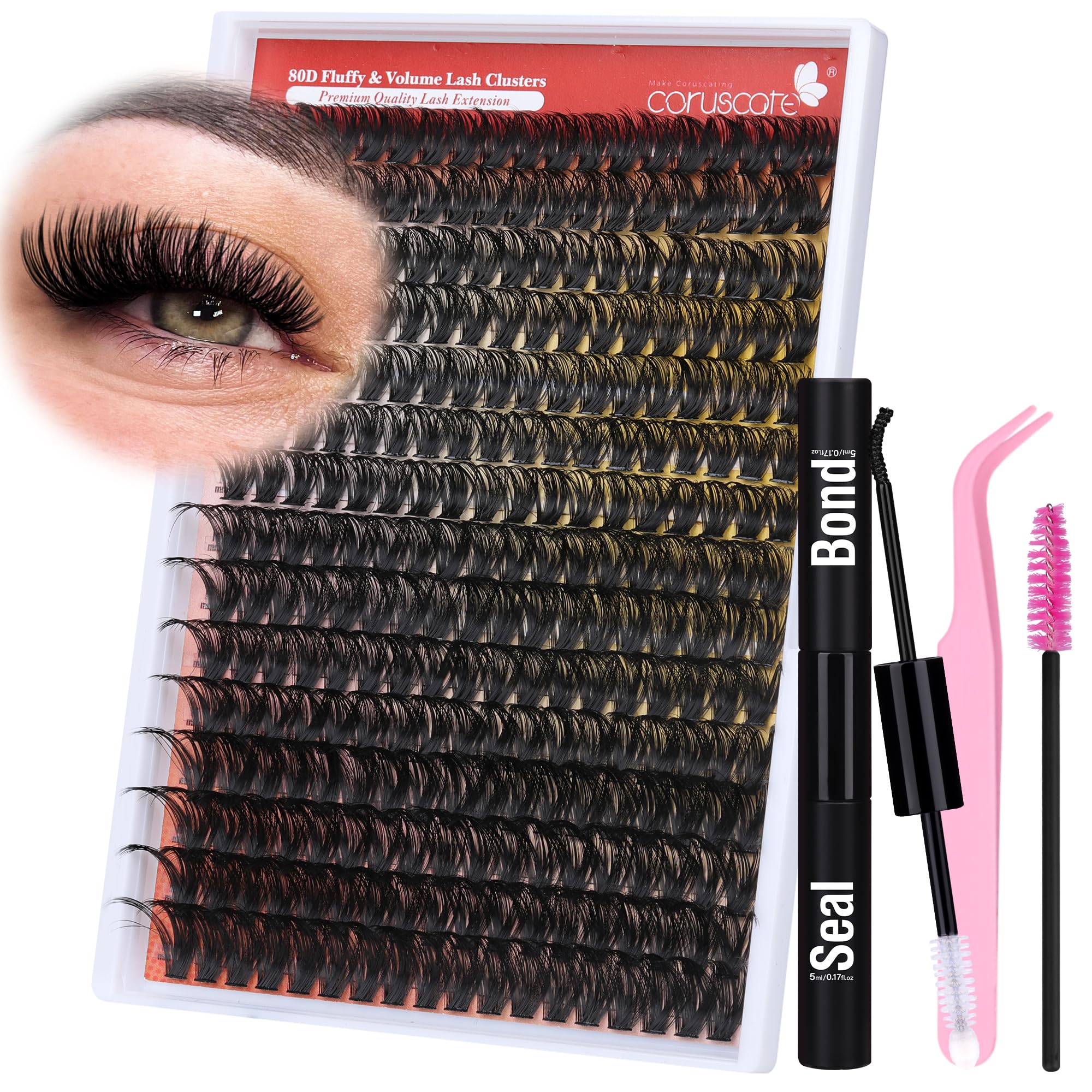 CORUSCATE lash clusters 12mm kit for natural-looking volume and easy DIY extensions.