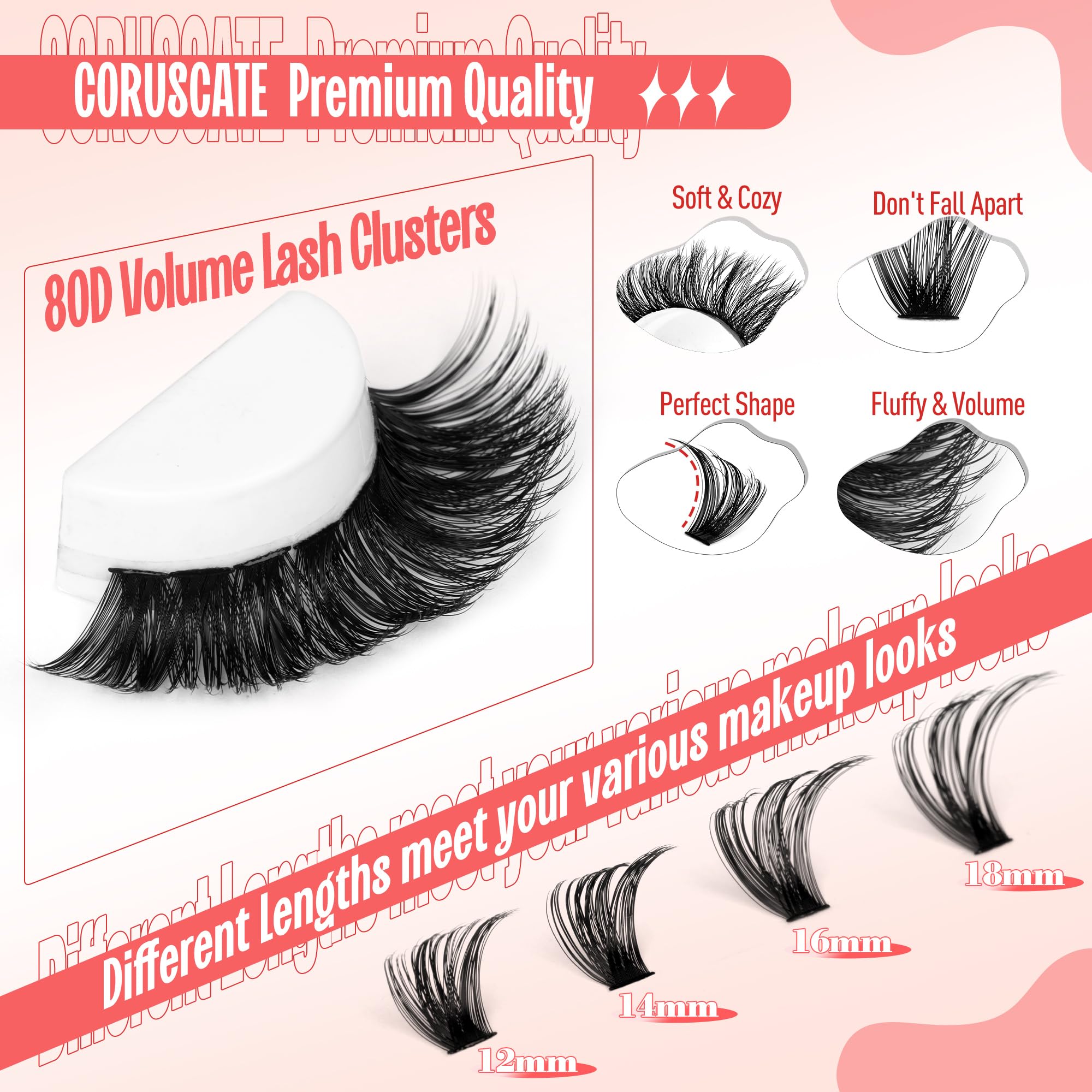 CORUSCATE lash clusters 16mm kit for glamorous definition and dramatic eyes.