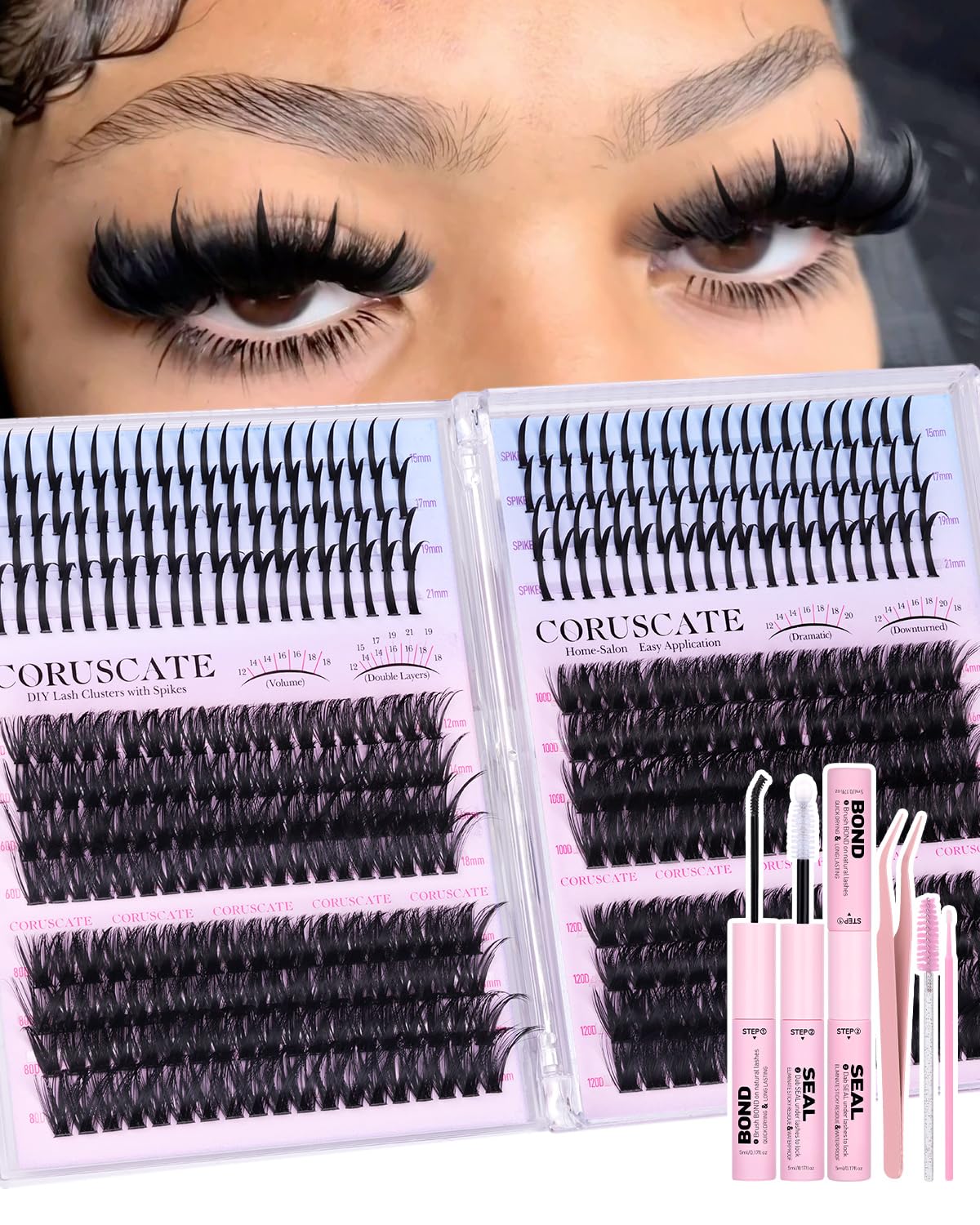 CORUSCATE Lash Clusters Kit 60D wispy inner corner for a natural look