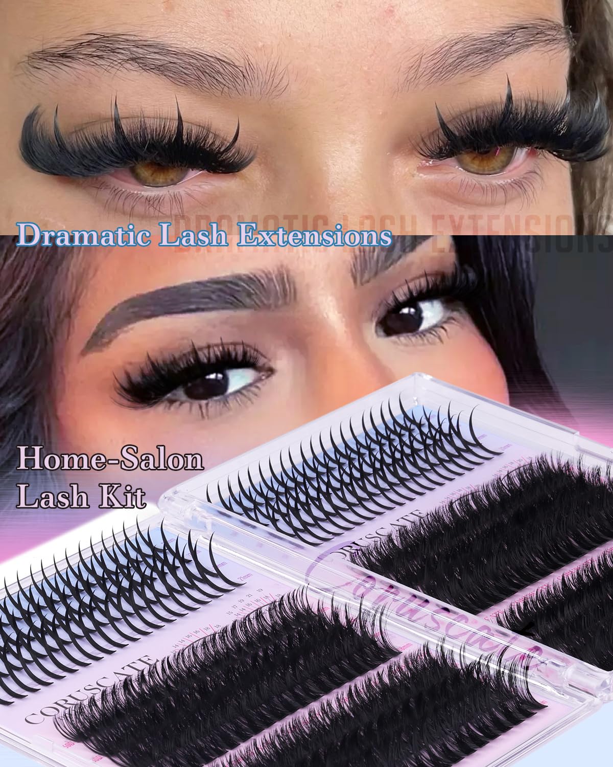 CORUSCATE Lash Clusters Kit 80D wispy center for balanced volume
