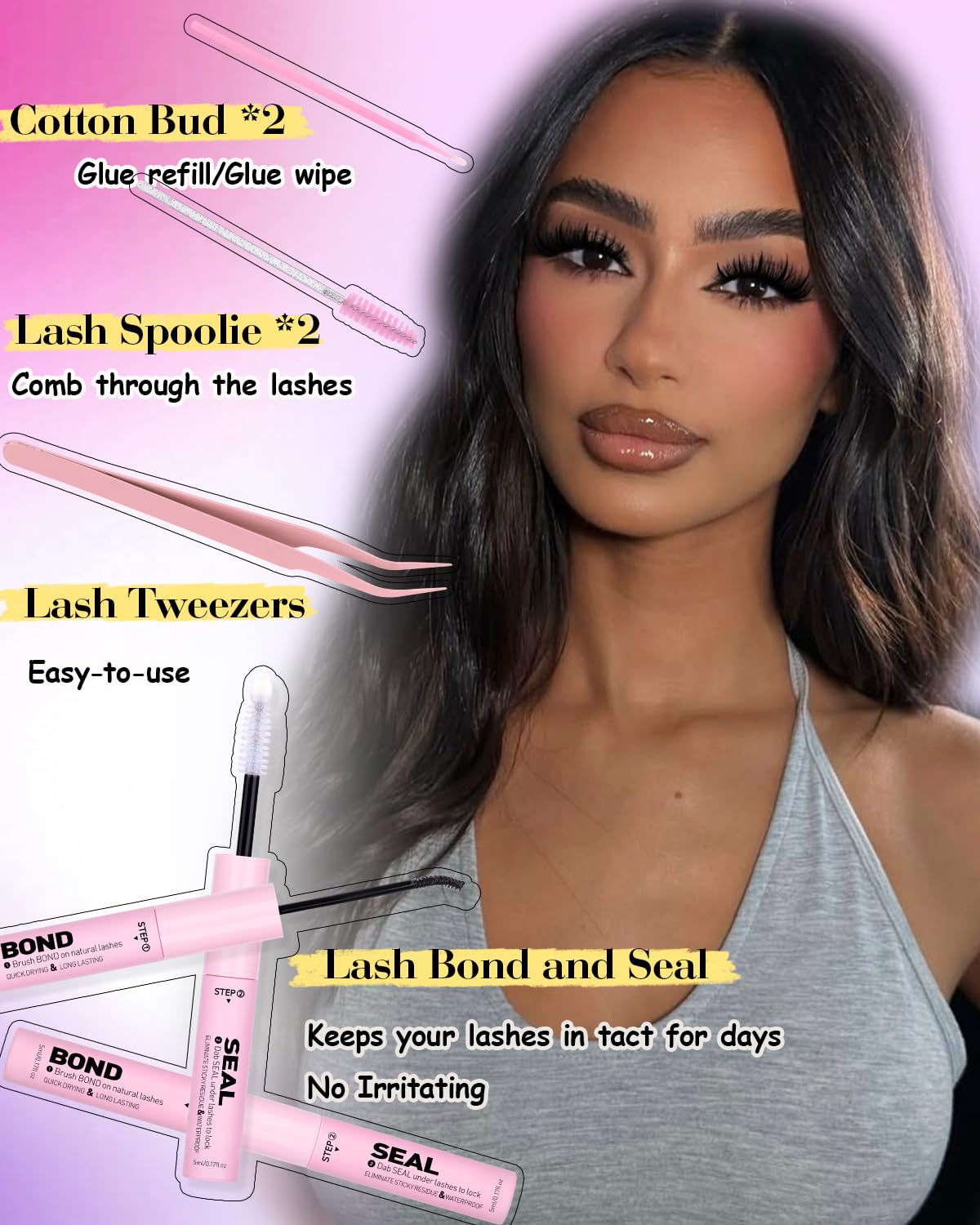 CORUSCATE Lash Clusters Kit glue-bond-seal for secure wear and easy maintenance
