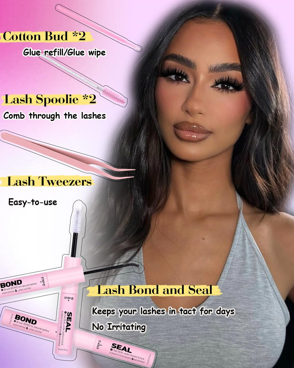 CORUSCATE Lash Clusters Kit glue-bond-seal for secure wear and easy maintenance