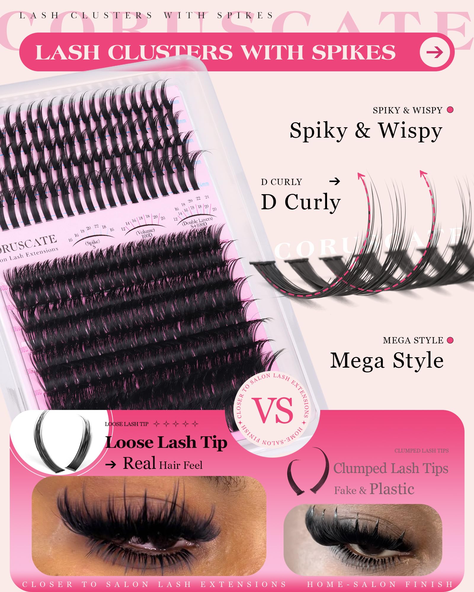 coruscate lash clusters spikes natural separation for a believable lift