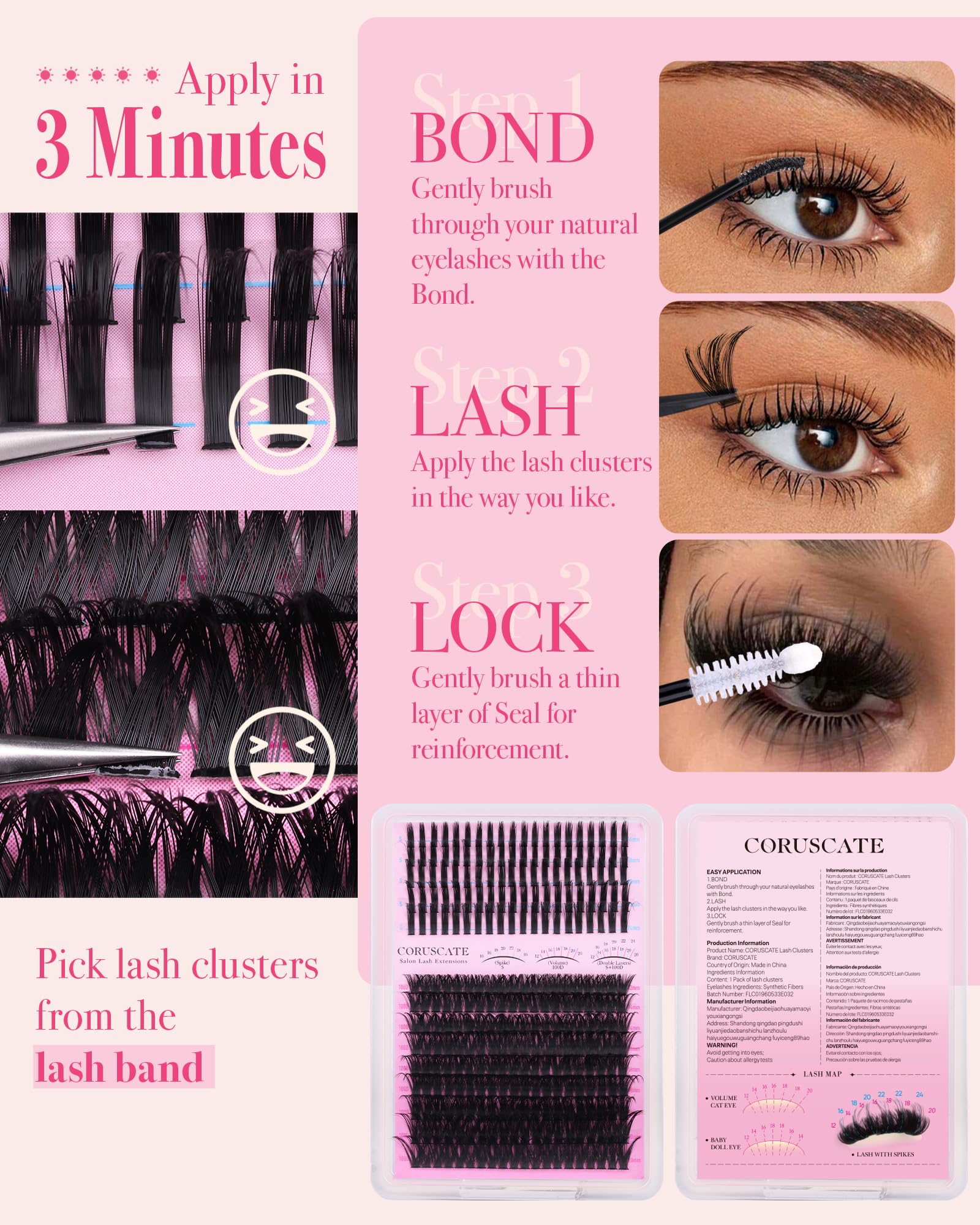 coruscate lash clusters spikes salon look at home with premium fibers