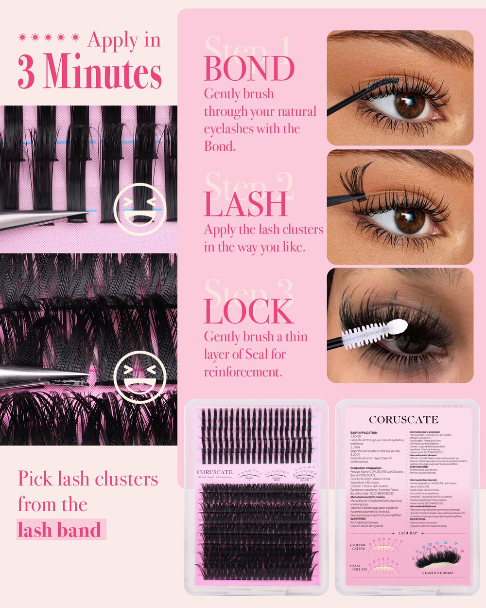 coruscate lash clusters spikes salon look at home with premium fibers