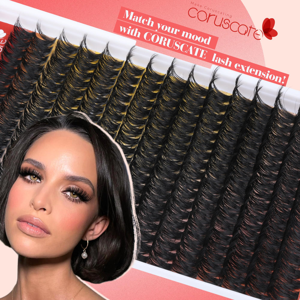 CORUSCATE lash tweezers for precise pickup and clean application.