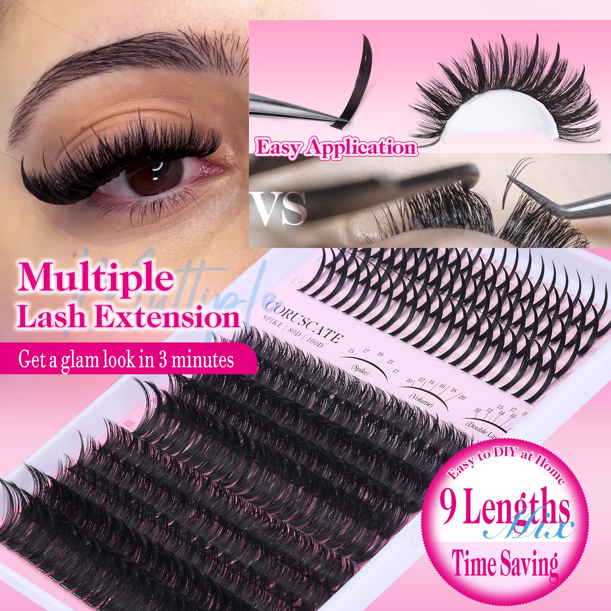 CORUSCATE lash tweezers in use for precise placement.